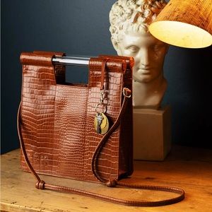 BEIS The Crossbody in Cognac Croc